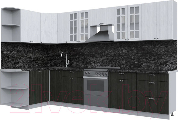 Изображение товара Кухонный гарнитур Интерлиния Берес 1.5x3.3 левая (дуб английский/дуб полярный/кастилло темный)