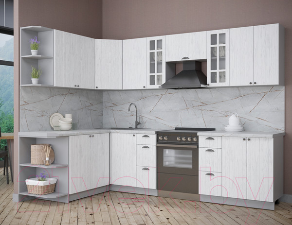 Изображение товара Кухонный гарнитур Интерлиния Берес 1.7x2.8 левая (дуб полярный/серый каспий)