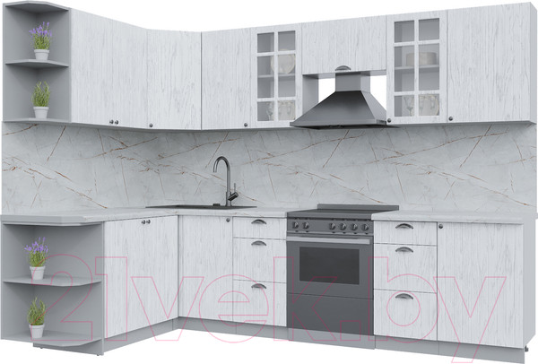 Изображение товара Кухонный гарнитур Интерлиния Берес 1.7x2.9 левая (дуб полярный/серый каспий)