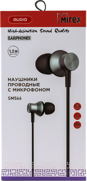 Изображение товара Наушники-гарнитура Mirex SM566 / 13705-SM566MGR (1.2м, темно-серый металлик)