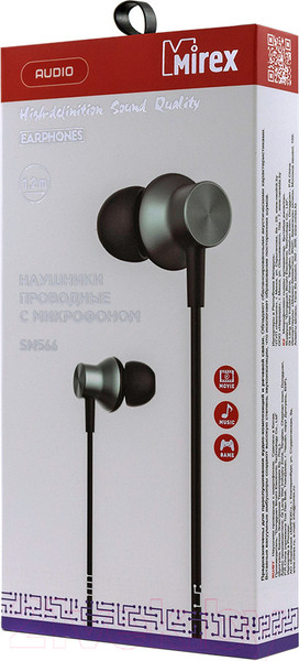 Изображение товара Наушники-гарнитура Mirex SM566 / 13705-SM566MGR (1.2м, темно-серый металлик)