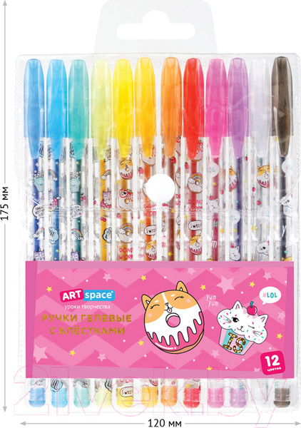 Изображение товара Набор гелевых ручек ArtSpace Кот-сластена / GPCC12_53043 (12цв)