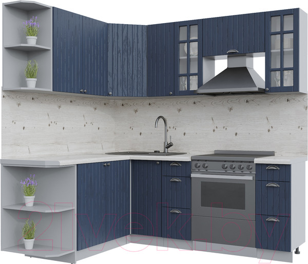 Изображение товара Кухонный гарнитур Интерлиния Берес 1.7x2.1 левая (дуб королевский/бискайская сосна)