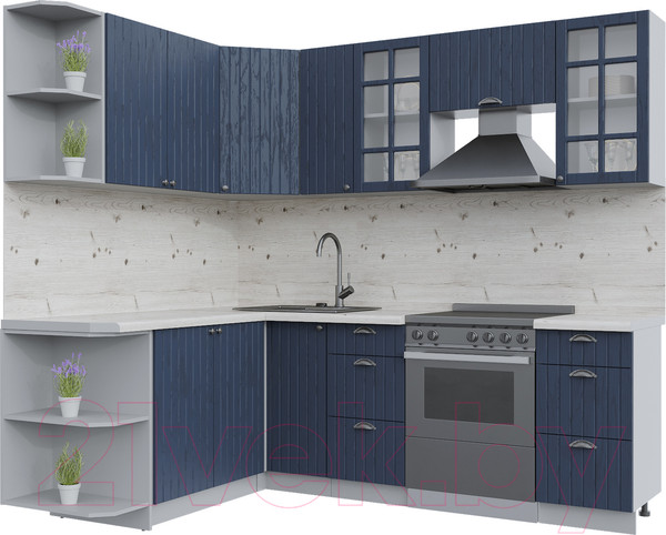 Изображение товара Кухонный гарнитур Интерлиния Берес 1.7x2.3 левая (дуб королевский/бискайская сосна)