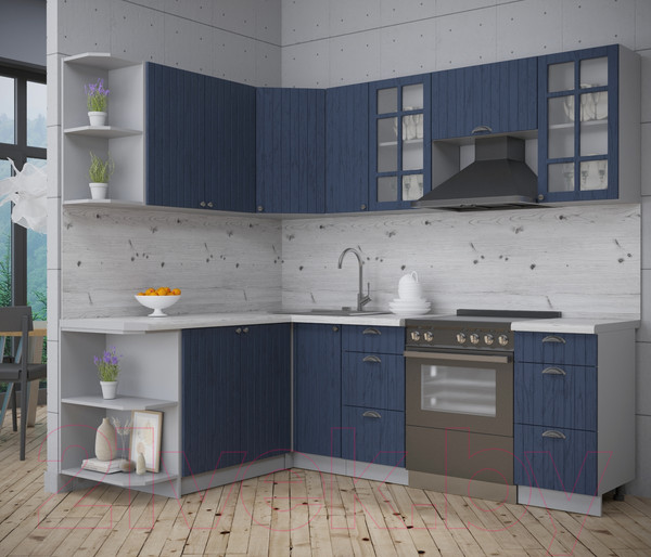 Изображение товара Кухонный гарнитур Интерлиния Берес 1.7x2.3 левая (дуб королевский/бискайская сосна)