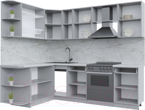 Изображение товара Кухонный гарнитур Интерлиния Берес 1.7x2.5 левая (дуб королевский/бискайская сосна)