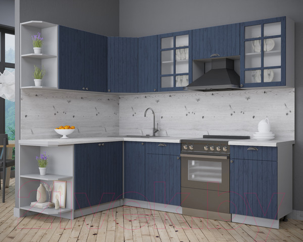 Изображение товара Кухонный гарнитур Интерлиния Берес 1.7x2.5 левая (дуб королевский/бискайская сосна)