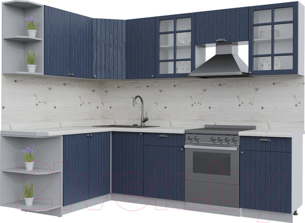 Изображение товара Кухонный гарнитур Интерлиния Берес 1.7x2.6 левая (дуб королевский/бискайская сосна)
