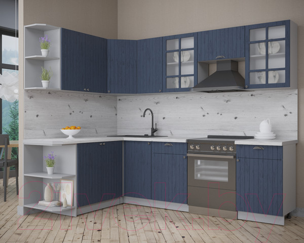 Изображение товара Кухонный гарнитур Интерлиния Берес 1.7x2.6 левая (дуб королевский/бискайская сосна)