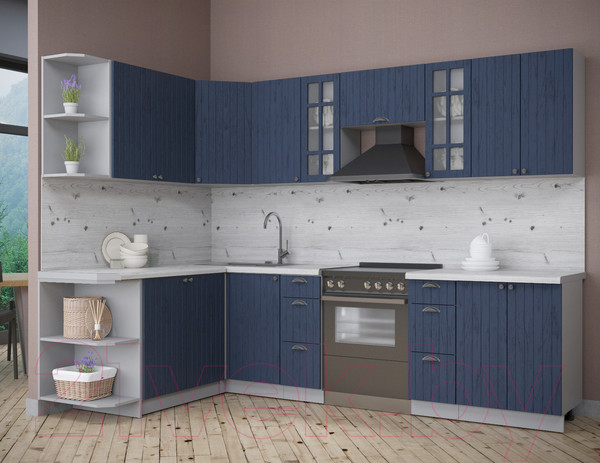 Изображение товара Кухонный гарнитур Интерлиния Берес 1.7x2.8 левая (дуб королевский/бискайская сосна)