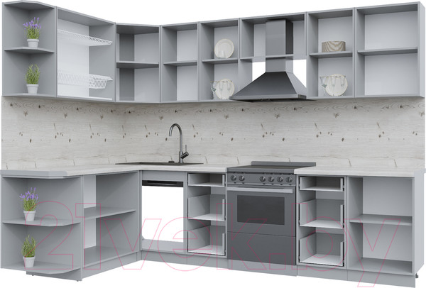 Изображение товара Кухонный гарнитур Интерлиния Берес 1.7x2.9 левая (дуб королевский/бискайская сосна)