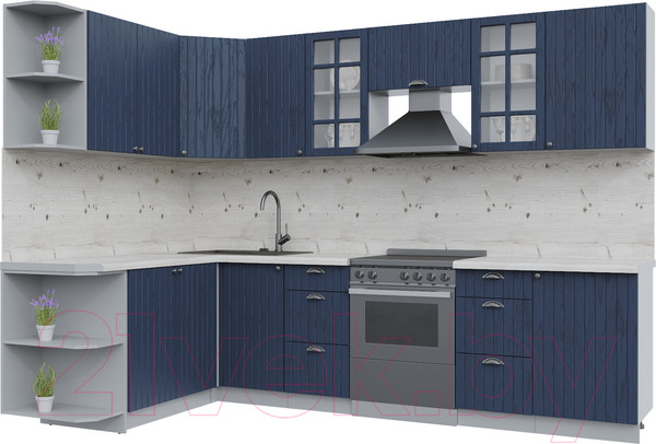 Изображение товара Кухонный гарнитур Интерлиния Берес 1.7x2.9 левая (дуб королевский/бискайская сосна)