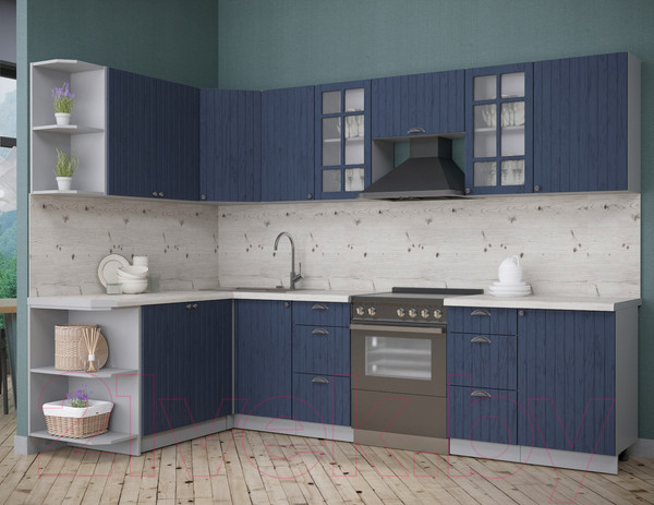 Изображение товара Кухонный гарнитур Интерлиния Берес 1.7x2.9 левая (дуб королевский/бискайская сосна)