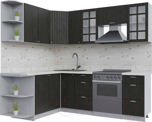 Изображение товара Кухонный гарнитур Интерлиния Берес 1.7x2.3 левая (дуб английский/бискайская сосна)