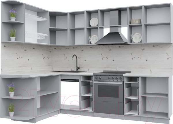 Изображение товара Кухонный гарнитур Интерлиния Берес 1.7x2.7 левая (дуб английский/бискайская сосна)