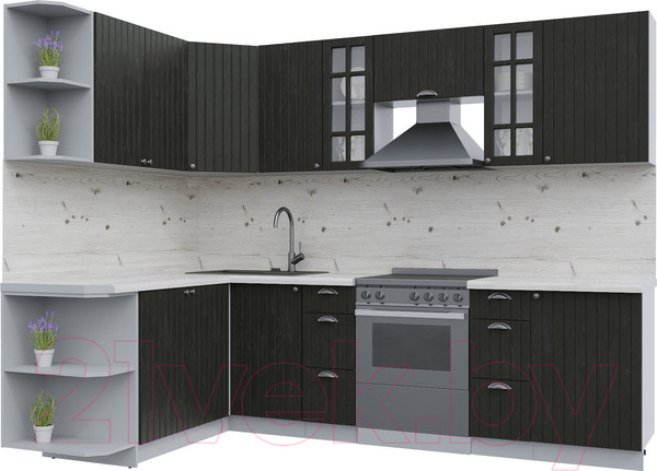 Изображение товара Кухонный гарнитур Интерлиния Берес 1.7x2.7 левая (дуб английский/бискайская сосна)