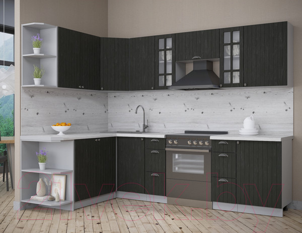 Изображение товара Кухонный гарнитур Интерлиния Берес 1.7x2.7 левая (дуб английский/бискайская сосна)