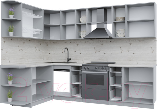 Изображение товара Кухонный гарнитур Интерлиния Берес 1.7x2.8 левая (дуб английский/бискайская сосна)