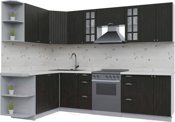 Изображение товара Кухонный гарнитур Интерлиния Берес 1.7x2.8 левая (дуб английский/бискайская сосна)