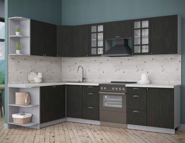 Изображение товара Кухонный гарнитур Интерлиния Берес 1.7x2.9 левая (дуб английский/бискайская сосна)