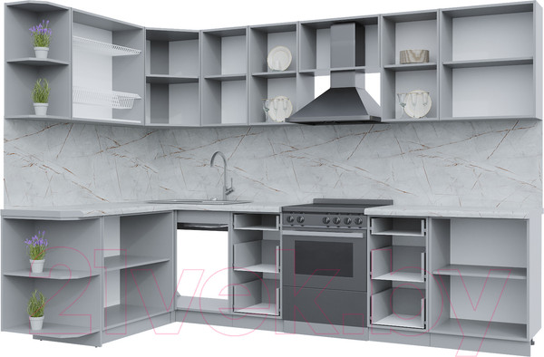 Изображение товара Кухонный гарнитур Интерлиния Берес 1.7x3.0 левая (дуб английский/бискайская сосна)