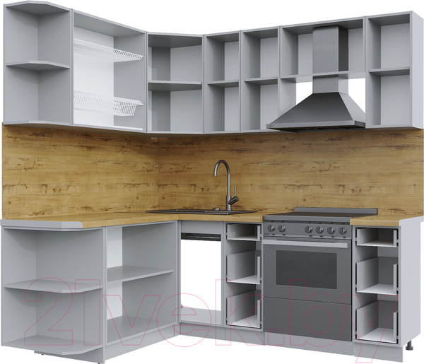 Изображение товара Кухонный гарнитур Интерлиния Берес 1.7x2.1 левая (дуб серый/опал светлый)