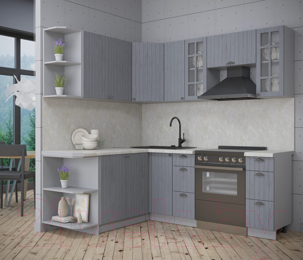 Изображение товара Кухонный гарнитур Интерлиния Берес 1.7x2.1 левая (дуб серый/опал светлый)