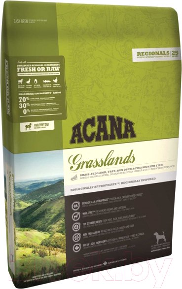 Изображение товара Сухой корм для собак Acana Grasslands с ягненком беззерновой / 2108 (11.4кг)