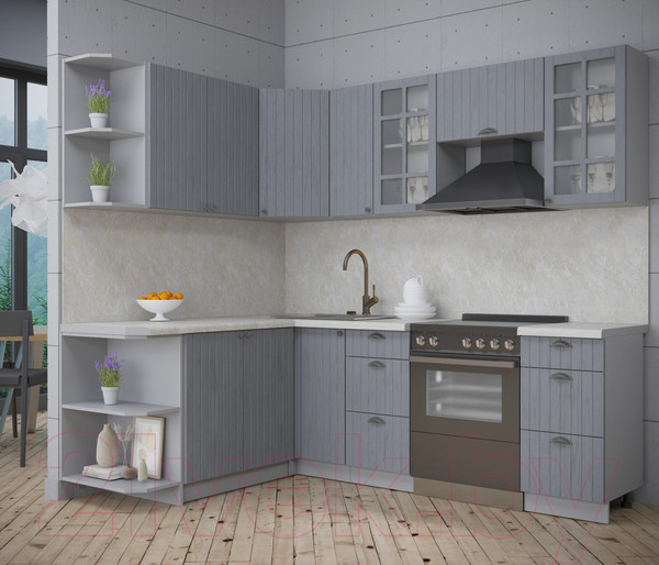 Изображение товара Кухонный гарнитур Интерлиния Берес 1.7x2.3 левая (дуб серый/опал светлый)