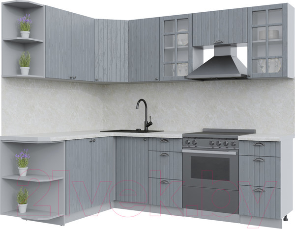 Изображение товара Кухонный гарнитур Интерлиния Берес 1.7x2.4 левая (дуб серый/опал светлый)