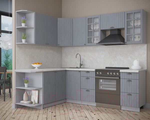 Изображение товара Кухонный гарнитур Интерлиния Берес 1.7x2.4 левая (дуб серый/опал светлый)