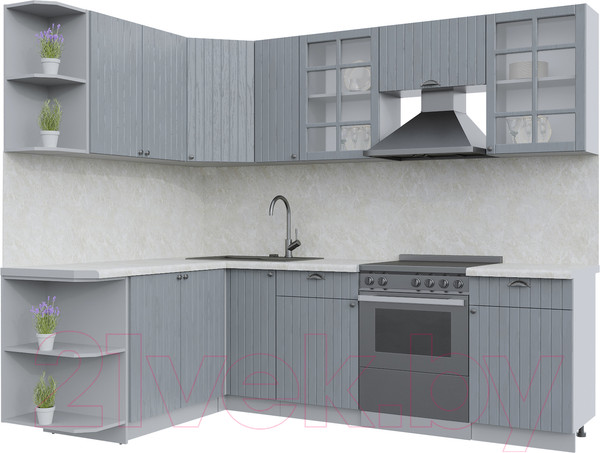 Изображение товара Кухонный гарнитур Интерлиния Берес 1.7x2.5 левая (дуб серый/опал светлый)