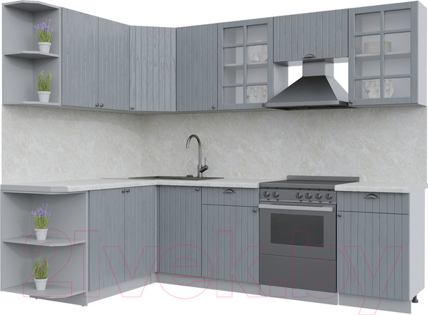 Изображение товара Кухонный гарнитур Интерлиния Берес 1.7x2.6 левая (дуб серый/опал светлый)