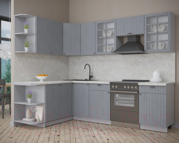 Изображение товара Кухонный гарнитур Интерлиния Берес 1.7x2.6 левая (дуб серый/опал светлый)