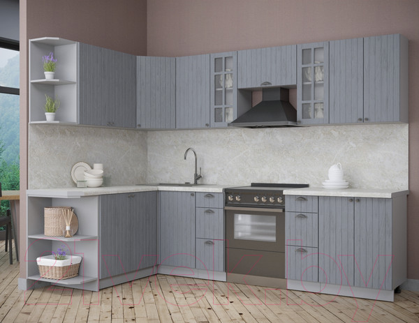 Изображение товара Кухонный гарнитур Интерлиния Берес 1.7x2.8 левая (дуб серый/опал светлый)