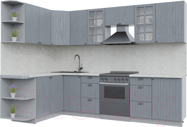 Изображение товара Кухонный гарнитур Интерлиния Берес 1.7x2.9 левая (дуб серый/опал светлый)