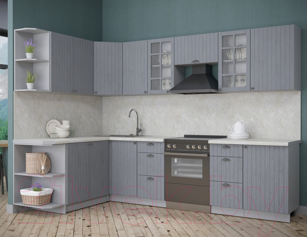 Изображение товара Кухонный гарнитур Интерлиния Берес 1.7x2.9 левая (дуб серый/опал светлый)