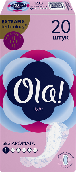 Изображение товара Прокладки ежедневные Ola! Silk Sense Light Без аромата тонкие стринг-мультиформ (20шт)