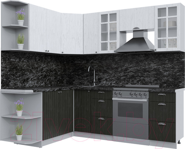 Изображение товара Кухонный гарнитур Интерлиния Берес 1.7x2.3 левая (дуб английский/дуб полярный/кастилло темный)