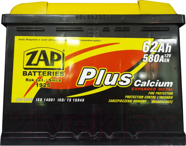 Изображение товара Автомобильный аккумулятор ZAP Plus 562 95 R+ (62 А/ч)