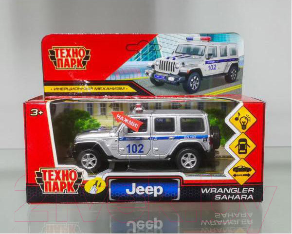 Изображение товара Автомобиль игрушечный Технопарк Jeep Wrangler Sahara Полиция / SAHARA5D-12SLPOL-SR