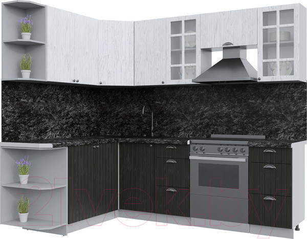 Изображение товара Кухонный гарнитур Интерлиния Берес 1.7x2.4 левая (дуб английский/дуб полярный/кастилло темный)