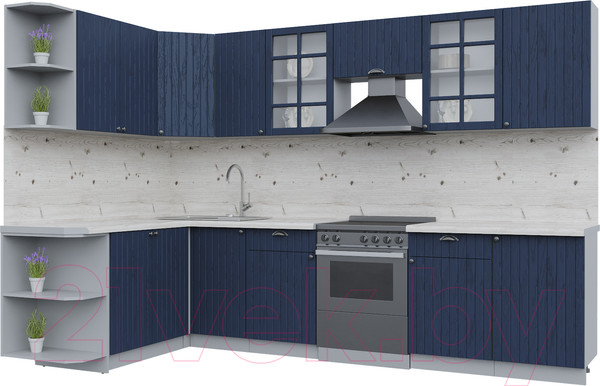 Изображение товара Кухонный гарнитур Интерлиния Берес 1.7x3.1 левая (дуб королевский/бискайская сосна)