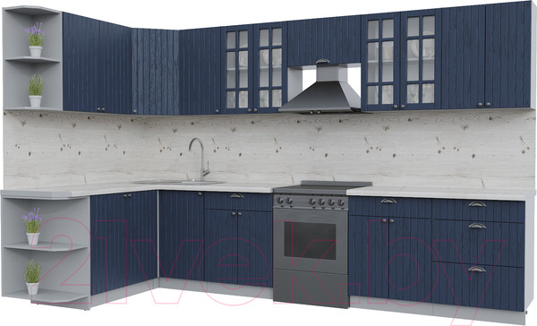 Изображение товара Кухонный гарнитур Интерлиния Берес 1.7x3.4 левая (дуб королевский/бискайская сосна)
