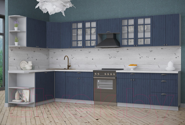 Изображение товара Кухонный гарнитур Интерлиния Берес 1.7x3.7 левая (дуб королевский/бискайская сосна)