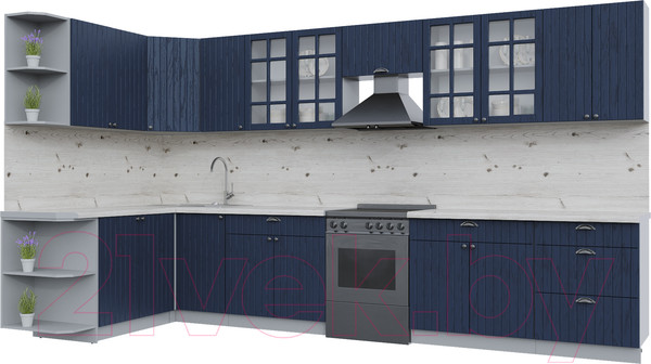 Изображение товара Кухонный гарнитур Интерлиния Берес 1.7x3.8 левая (дуб королевский/бискайская сосна)