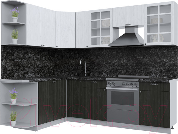 Изображение товара Кухонный гарнитур Интерлиния Берес 1.7x2.5 левая (дуб английский/дуб полярный/кастилло темный)