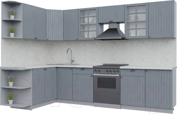 Изображение товара Кухонный гарнитур Интерлиния Берес 1.7x3.1 левая (дуб серый/опал светлый)