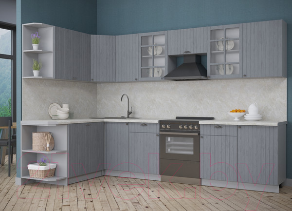 Изображение товара Кухонный гарнитур Интерлиния Берес 1.7x3.1 левая (дуб серый/опал светлый)