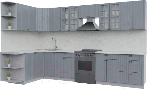 Изображение товара Кухонный гарнитур Интерлиния Берес 1.7x3.4 левая (дуб серый/опал светлый)